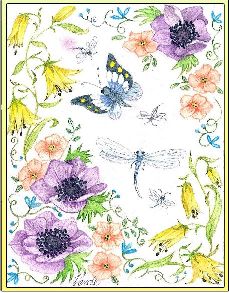 Dragonflies embroidery panel, ready to embroider 1
