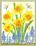 Daffodils embroidery panel, ready to embroider 1