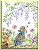 Lucky Dog embroidery panel, ready to embroider 1