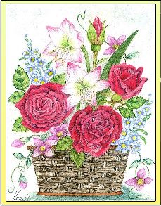 Basket of Roses embroidery panel, ready to embroider 1