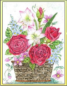 Basket of Roses embroidery panel, ready to embroider 1