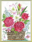Basket of Roses embroidery panel, ready to embroider 1