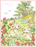 Bunnies embroidery panel, ready to embroider 1