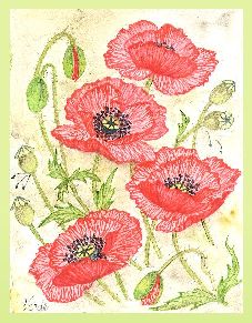 Poppies poppies everywhere embroidery panel, ready to embroider 1