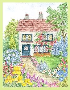 Garden Shed embroidery panel, ready to embroider 1