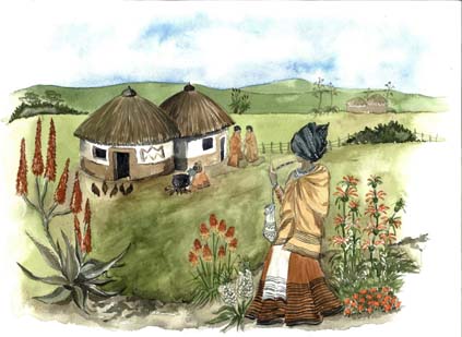 Xhosa A4 (Medium) embroidery panel, ready to embroider 1