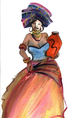 Xhosa Lady with Pot - A3 (Large) embroidery panel 1