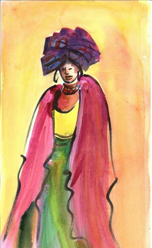 Xhosa Lady with Shawl - A3 (Large) embroidery panel 1