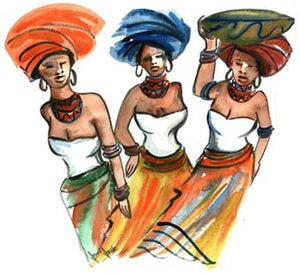 Xhosa Ladies No 5 - A4 (Med) embroidery panel 1